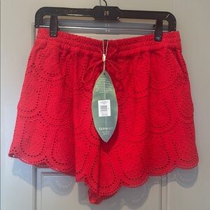 Farm Rio Women's Pineapple Eyelet Red Shorts